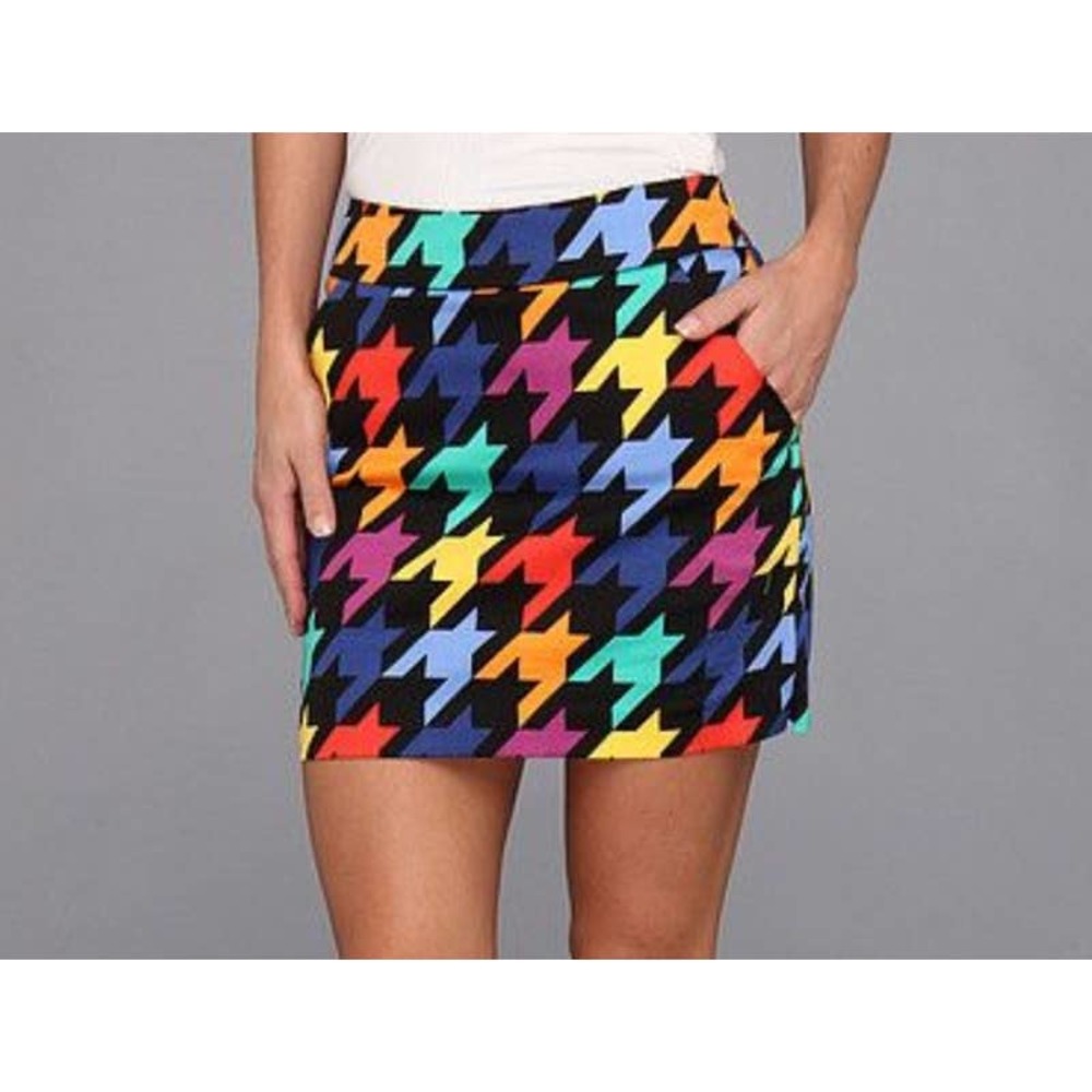 Loudmouth Colorful Houndstooth Mini Skirt